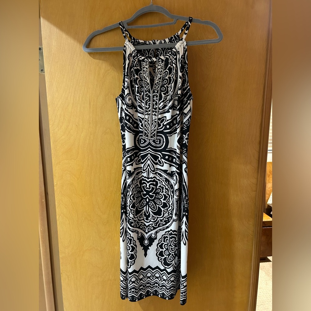 Halter neck dress by INC. B&W with pretty embellishments. Super soft and comfy!